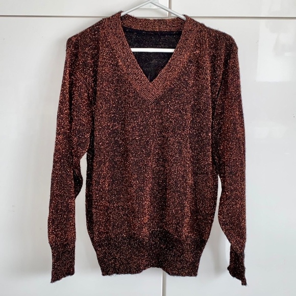 🌟LAST CHANCE 🌟 Vintage Vee Neck Copper Sweater - Picture 1 of 5